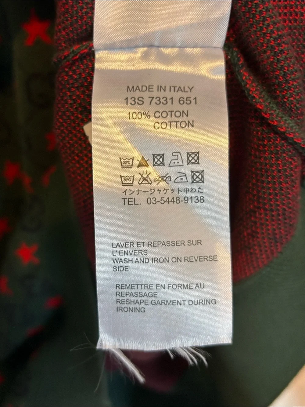 Gucci Men's Green Crewneck Sweater with Red Star Motif